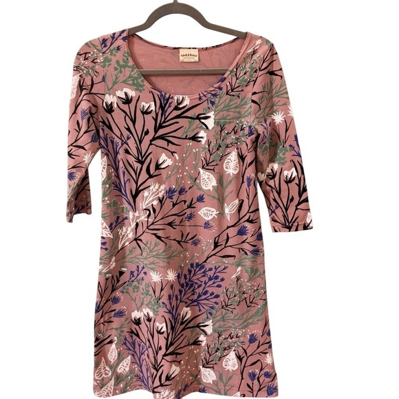 Thief & Bandi Dresses & Skirts - Thief & Bandit Wandering Handprinted Floral Shift Dress Tan Size S